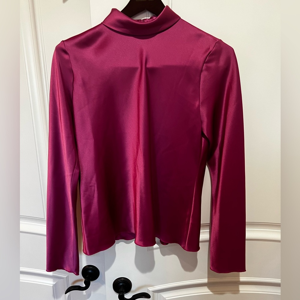 Gorgeous Nanushka Satin-Crepe Turtleneck Top Size 10